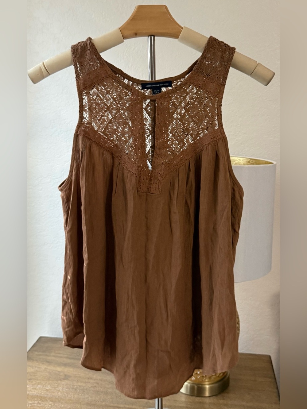 American Eagle Outfitters Brown Lace Yoke Camisole